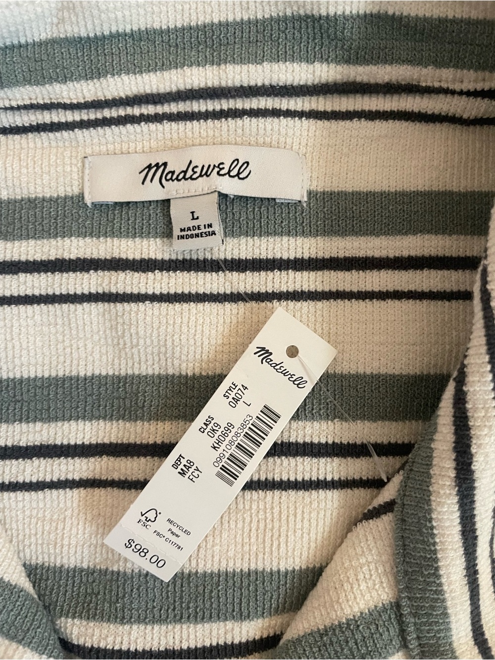 Madewell The Camp Shirt in Seaport Terry Frosted Cypress Size L NWD $98
0A074 - Picture 10 of 12